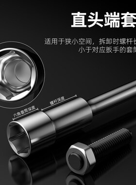 弯头套筒扳手烟斗扳手拐弯七字弯杆L扳手双头穿孔外六角汽修工具