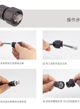 防水RJ45连接器CAT5e CAT6a百兆千兆IP67 IP68板前板后安装插头