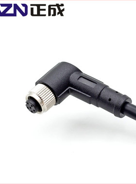 M8成型直头90度弯头针型孔型芯IP67防水连接器线束插头屏蔽式对接