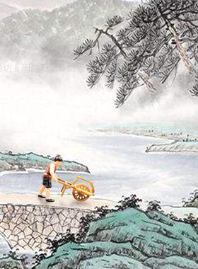 农夫古人物奇石假山盆景鱼缸沙盘枯山水微景观造景树脂小摆件