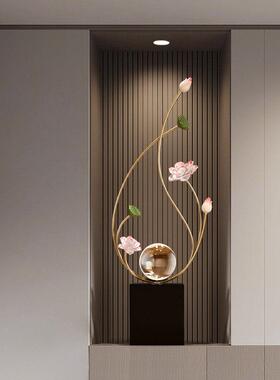 新中式玄关装饰摆件高级感小众客厅电视柜展示酒柜装饰品荷花摆设