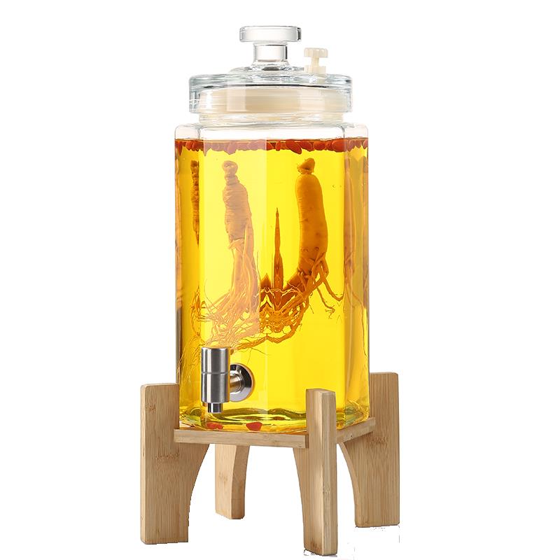 Glass soaked wine special soaked wine bottle, high-end ginseng glass medicinal wine jar, white wine empty bottle, sealed wine jar with faucet