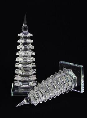 水晶文昌塔带门9层书房客厅办公室桌面玄关摆件装饰建筑学生玻璃