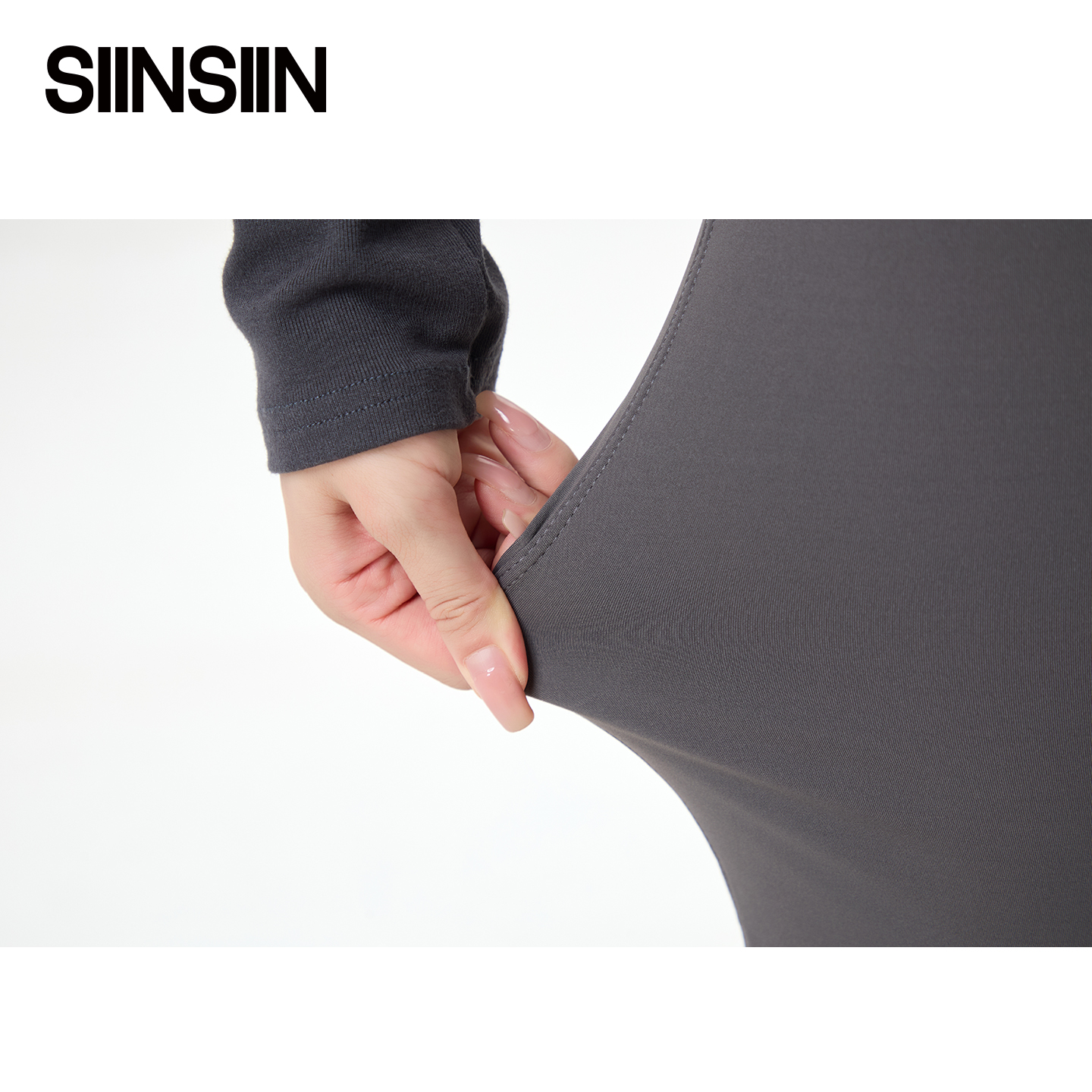 SIINSIIN微喇裤女2025新款高腰垂感瑜伽裤外穿黑色休闲鲨鱼喇叭裤 - 图3