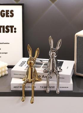长耳兔子坐姿摆件轻奢高档客厅高级感软装电视酒柜玄关家居装饰品