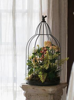 掬涵铁艺装饰鸟笼花器摆件吊篮花盆花架悬挂烛台插花橱窗婚庆