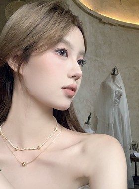 【蜜桃茶】烁玉鎏金新中式项链叠戴配裙子饰品女款轻奢小众锁骨链