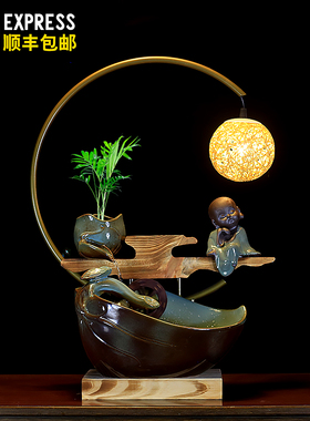 招财转运流水摆件入户玄关装饰山水新中式软装家居办公室高档礼品
