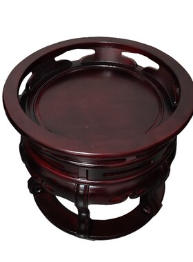 高档圆形榆木实木木鱼架寺庙铜磬架大号罄架大殿摆件用品