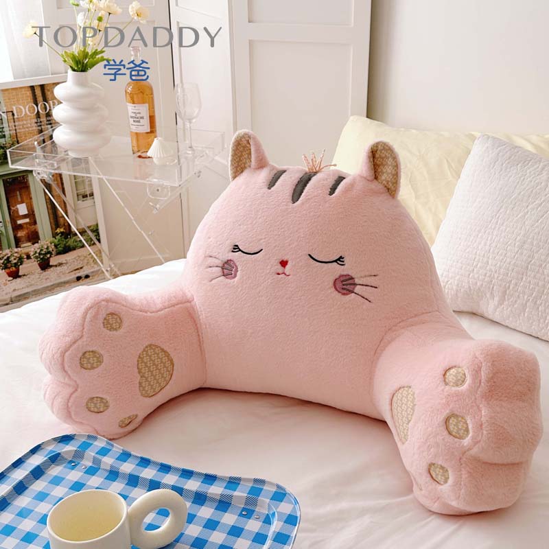 学爸可爱毛绒床上可拆洗卡通读书抱枕腰靠枕卧室学生飘窗靠背垫 - 图1