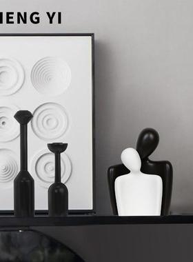 诚艺现代艺术抽象人物拥抱陶瓷摆件酒柜格子柜高级感艺术软装饰品