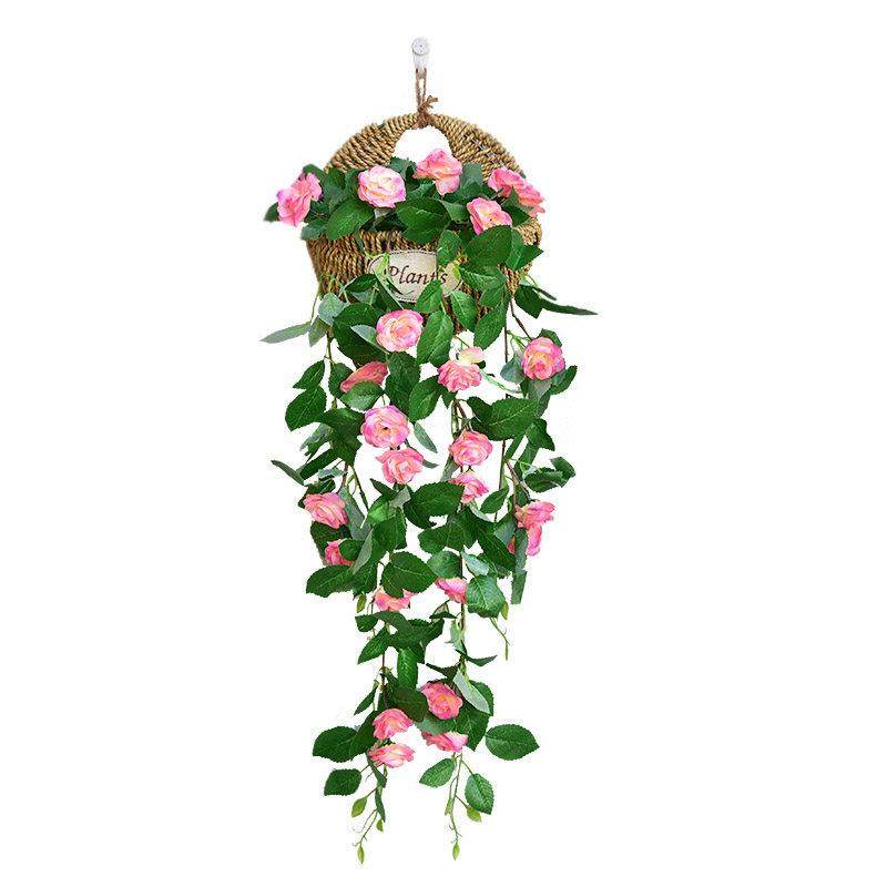 墙面装饰仿真花束玫瑰花藤客厅墙上壁挂式装饰花仿真绿萝假花套装,淘宝优惠券,粉丝福利购,淘宝优惠卷