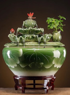 弗朗德客厅办公室桌面装饰流水摆件循环水招财高档乔迁开业送礼品