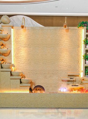 水幕墙流水屏风循环流水简约多色水帘墙隔断户外庭院鱼池背景墙