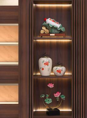 新中式莲叶莲蓬红酒架摆件创意酒瓶收纳高档家用大气酒柜软装饰品