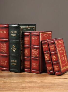 欧式轻奢假书储物盒书房摆件覆古彷真书收纳盒书本道具书盒装饰品