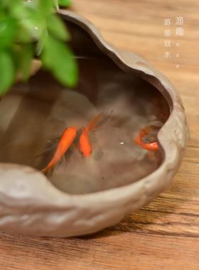 禅意家居桌面流水小鱼缸客厅招财风水轮喷泉摆件创意水景装饰礼品