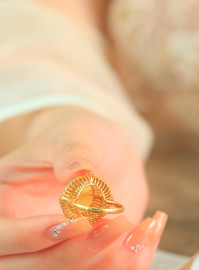 新疆若羌黄口戒指冰底天然玉石