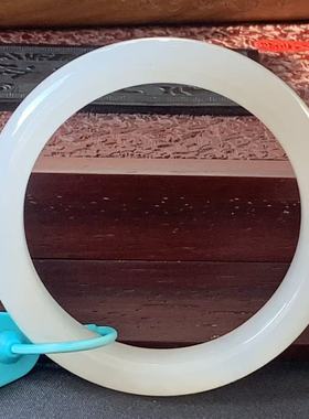 和田玉手镯女款白玉镯山料平安镯