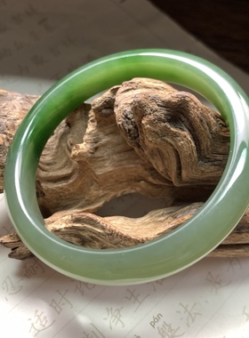 和田玉碧玉正圈平安镯手镯女款