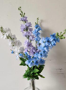 新欧式彷真花 蓝紫色保湿手感飞燕草 客厅摆放花饭厅假花