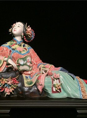 石湾公仔陶瓷仕女摆件林伟东大师特色商务礼品客厅玄关电视柜装饰