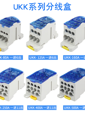 UKK80A/125A/160A/250A/400A导轨式单极分线盒 一进多出接线端子