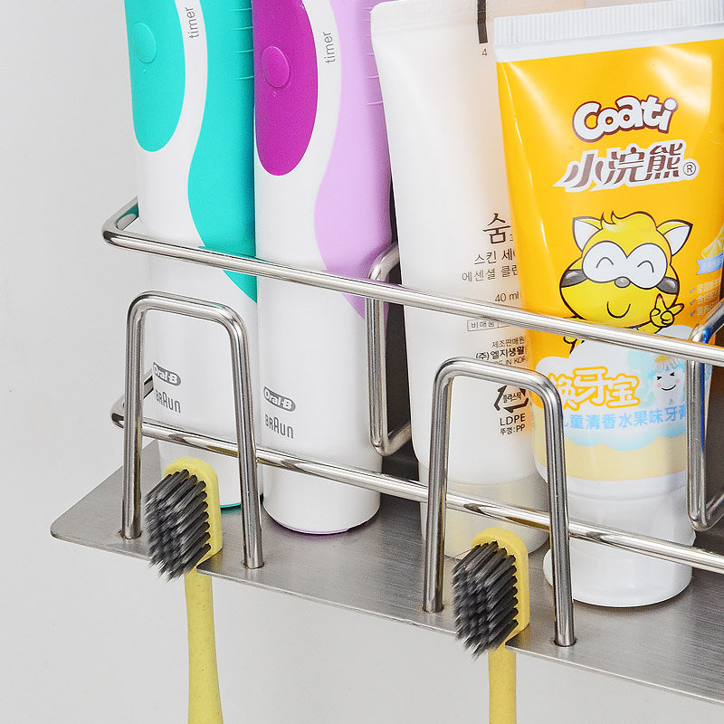 不锈钢吸壁式牙刷架 创意挂牙刷架牙杯架 牙具收纳架壁挂式免打孔,淘宝优惠券,粉丝福利购,淘宝优惠卷