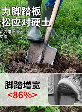 铁锹锰钢铲子户外大铁锨农用工具铁铲挖土松土家种菜全钢种菜神器