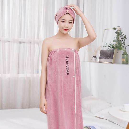 正品美容院专用新款青春派浴裙浴帽两件套柔软女士裹胸沙滩巾干发