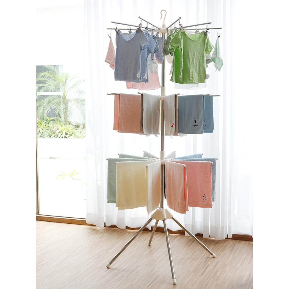 多功能婴儿衣物晾衣架，立式可折叠室内新生儿尿布毛巾架，不锈钢,淘宝优惠券,粉丝福利购,淘宝优惠卷