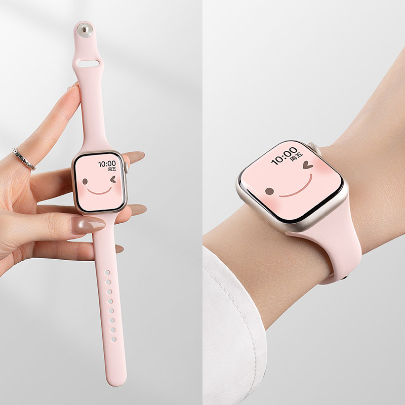 美派适用苹果s10反扣硅胶表带applewatchs11新款手表表带女款iwatchs9智能8腕带高级ultra3秋季透气se3手表带,淘宝优惠券,粉丝福利购,淘宝优惠卷