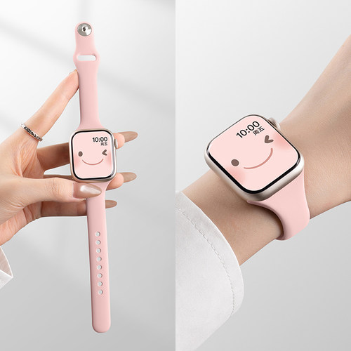 美派适用苹果s10反扣硅胶表带applewatchs11新款手表表带女款iwatchs9智能8腕带高级ultra3秋季透气se3手表带 - 图3