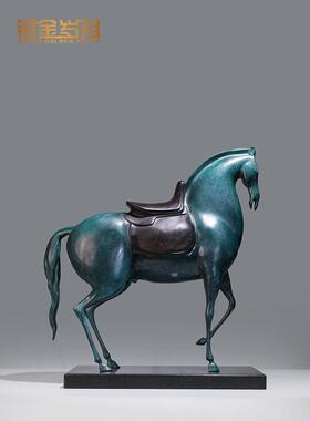 《中式唐马》铜金岁月全黄铜马摆件工艺品铜器公司办公室桌面装饰