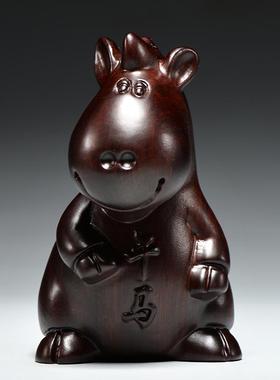 黑檀实木质十二生肖三合木头一套鼠牛虎兔龙蛇马羊猴鸡狗猪吉祥物