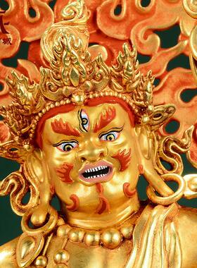 全鎏金《白财神》精工浮雕工艺家用《白宝藏王》室内桌面铜像摆件