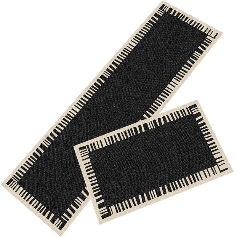Technological leather kitchen floor mats wipeable and washable v stain-resistant long carpet waterproof, anti-fouling, oil-proof and non-slip floor mats
