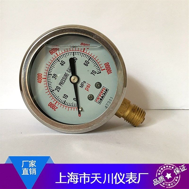 高压耐震压力表 YN60耐震压力表0-100MPA/1000bar 0-70MPA 双刻度 - 图2