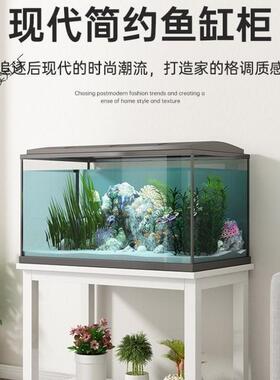 鱼缸置物架家ECL用可落地加式承重厅多层厚双层桌底简易客移动鱼