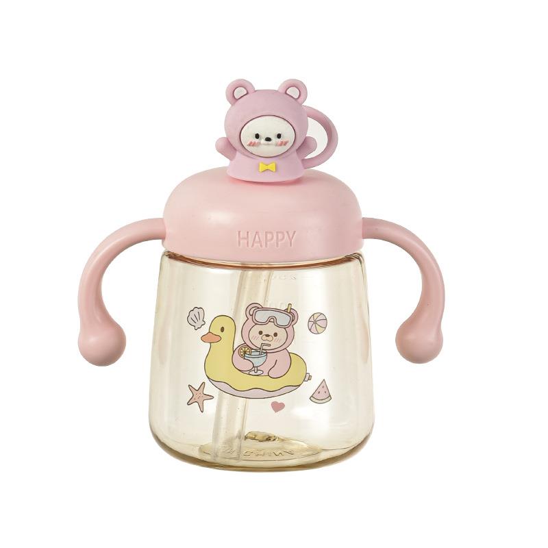 儿童牛奶杯可爱喝奶瓶带刻度直饮吸管水杯宝宝防摔2025新款学饮杯 - 图2