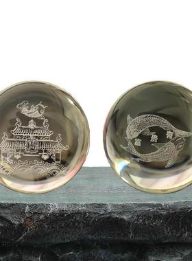 假山喷泉流水球配件鱼缸转运盘景摆件中式玻璃珠水晶球