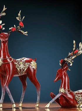 威弗列德全铜梅花鹿摆件客厅办公室装饰品新居乔迁结婚商务礼品