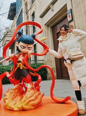 哪吒魔童玻璃钢雕塑敖丙人物模型商场落地户外美陈景区装饰大摆件