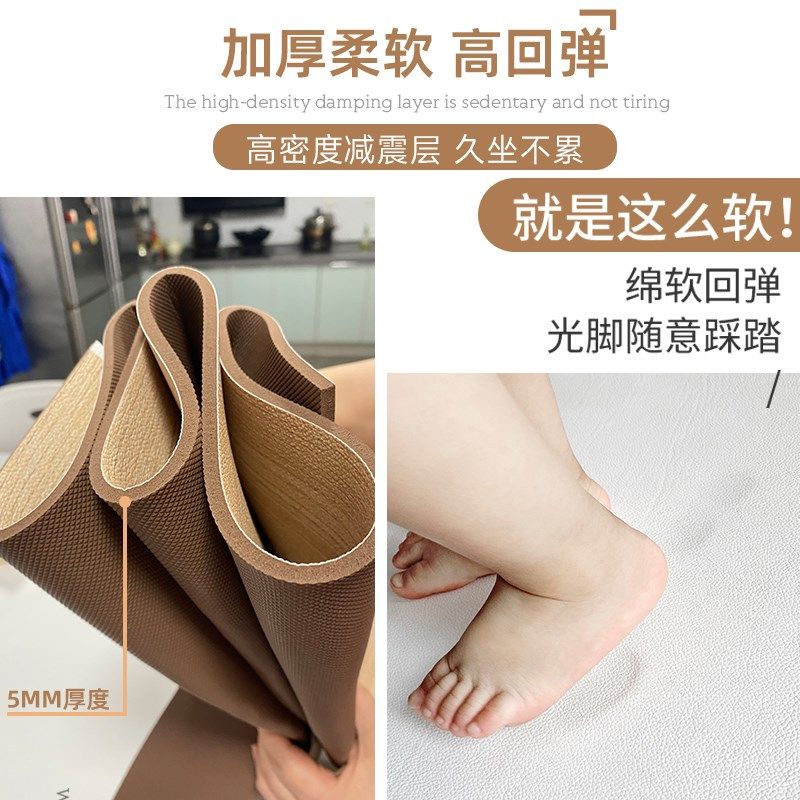 Imitation wood grain kitchen floor mat, non-slip, oil-proof, waterproof, wipeable, washable, anti-tamper, new leather full carpet