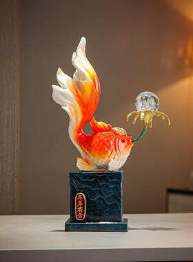 新中式年年有余招财锦鲤鱼摆件新年客厅酒柜玄关装饰乔迁新居礼品