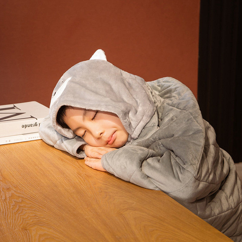 加厚保暖披肩毯子斗篷连帽披风办公室午睡抱O枕被子空调毯学生宿,淘宝优惠券,粉丝福利购,淘宝优惠卷