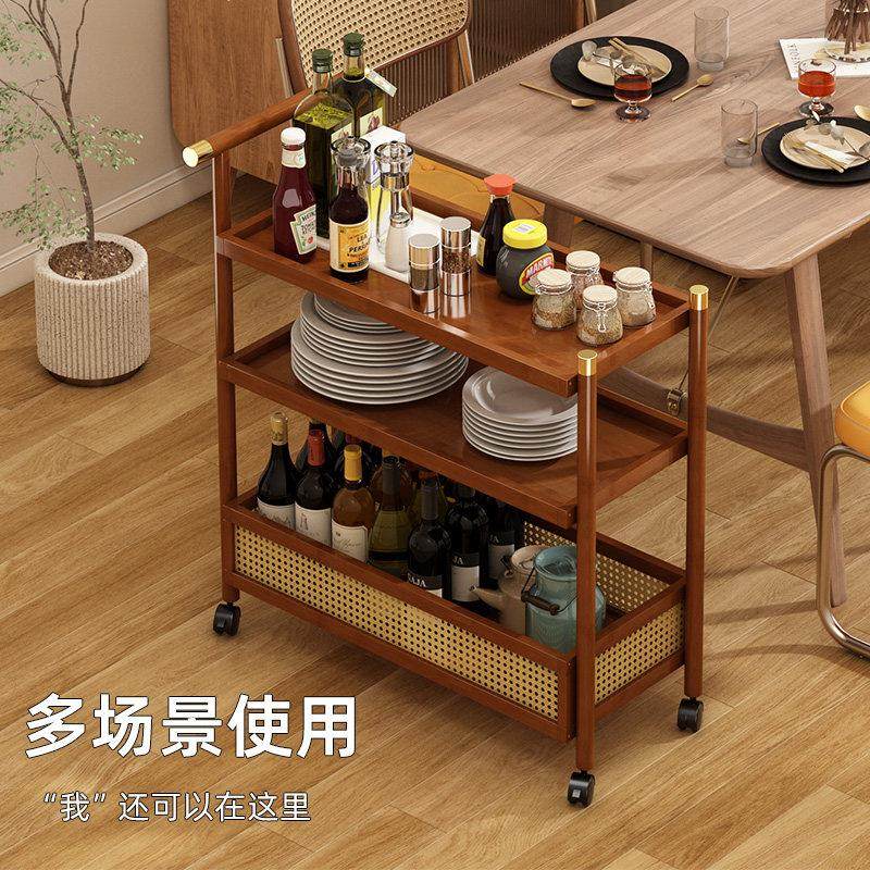 边几中古风小推车客厅可移动置物架带轮零食收纳层架床头茶几小桌,淘宝优惠券,粉丝福利购,淘宝优惠卷