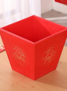 实木招财米斗结婚庆升子乔迁法会红色香炉四方老式抓周摆件中国风