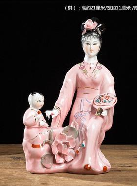 古典客厅家居饰品陶瓷工艺品摆件琴棋书画装饰酒柜电视柜人物摆设