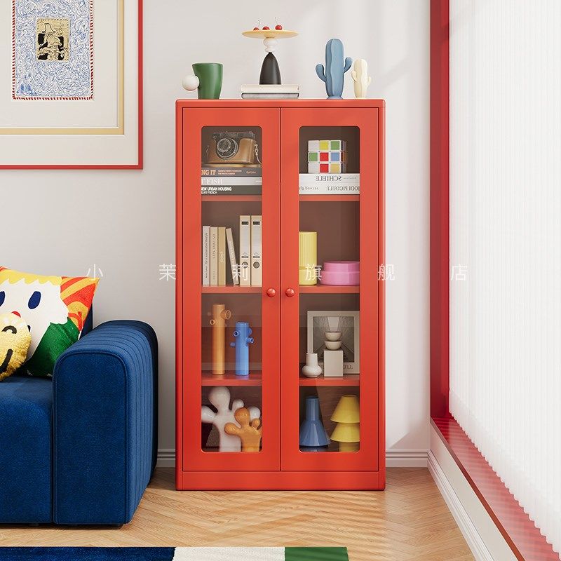 钢制书架带门儿童书柜客厅储物柜一体靠墙落地置物架收纳柜无甲醛,淘宝优惠券,粉丝福利购,淘宝优惠卷